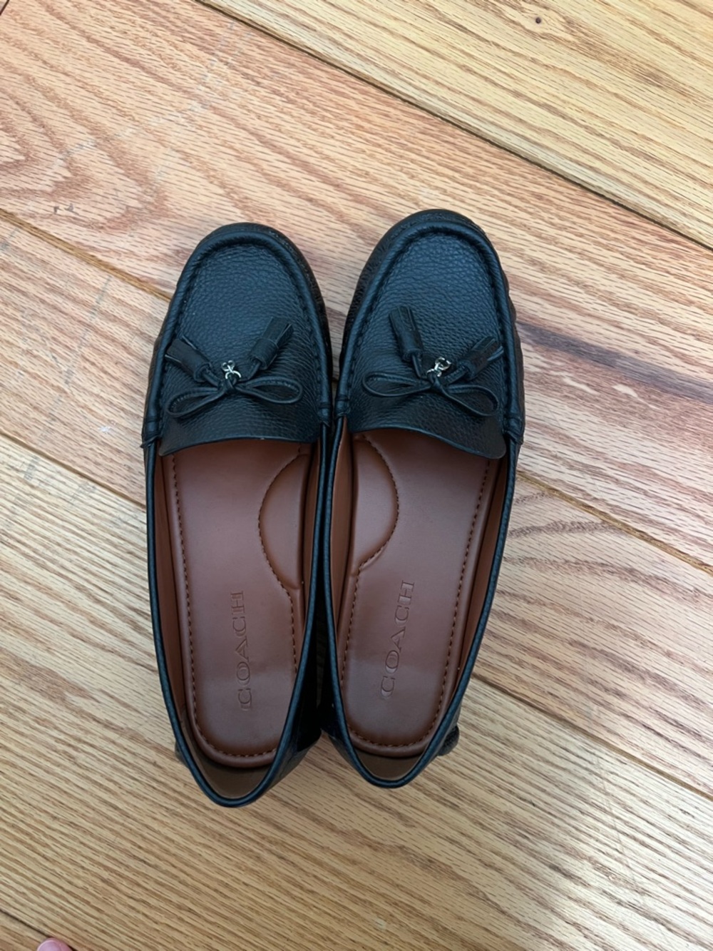 Coach Women’s Black Leather Tassel Loafers